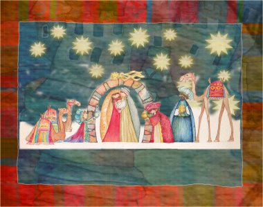 Üç Akil Adam ile Hıristiyan Noel doğum sahnesi