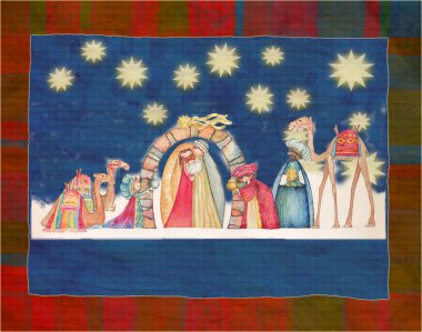 Üç Akil Adam ile Hıristiyan Noel doğum sahnesi