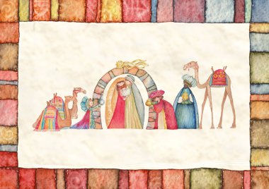 Üç Akil Adam ile Hıristiyan Noel doğum sahnesi