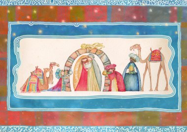 Üç Akil Adam ile Hıristiyan Noel doğum sahnesi