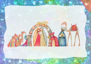 Noel meleği trompet. Suluboya. İllüstrasyon