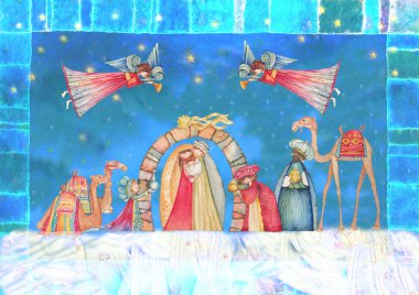 Noel doğum sahnesi. İsa, Meryem, Yusuf 