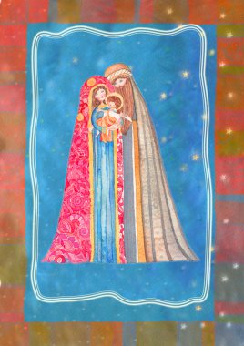 Noel doğum sahnesi: İsa Mesih, joseph ve mary