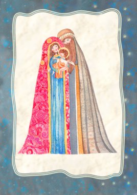 Noel doğum sahnesi: İsa Mesih, joseph ve mary