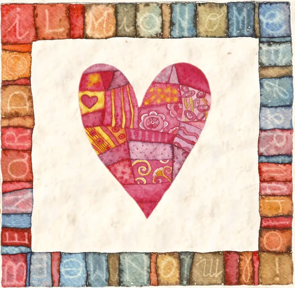 心臓、バレンタインの日グリーティング カード — ストック写真