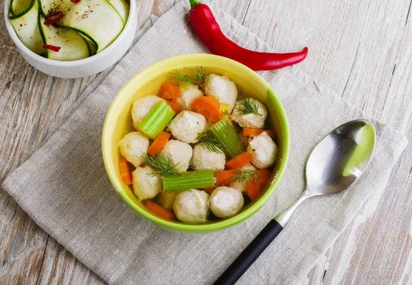 Soup with meatballs — Stock Photo, Image