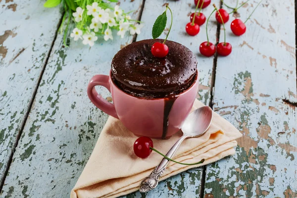 Bolo de chocolate em uma caneca — Fotografia de Stock