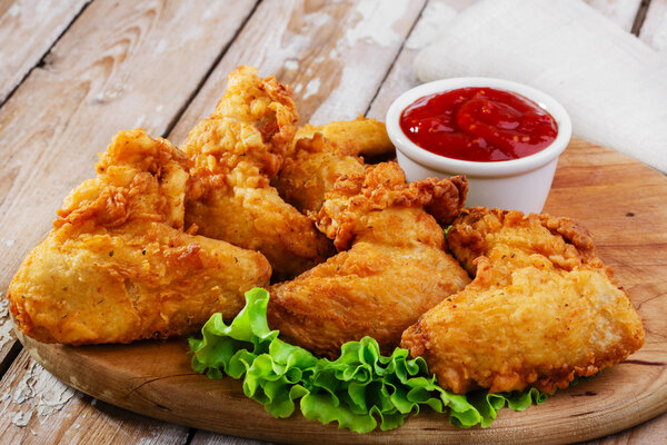 Fried chicken wings in batter