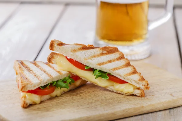 Grilled sandwich toast with tomato and cheese — Stock Photo, Image