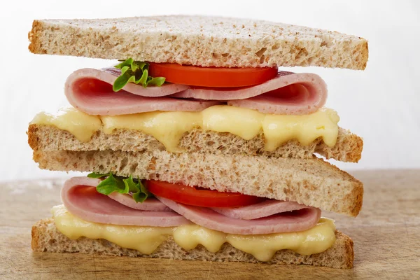 Toast sandwich with ham cheese and tomato — Stock Photo, Image