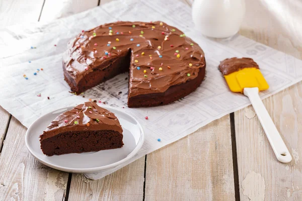 Chocolade taart met koffie boter room — Stockfoto