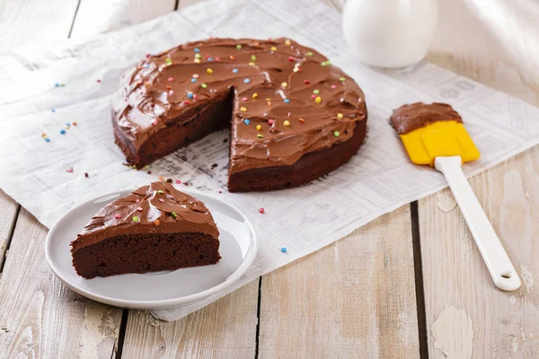 Chokladkaka med kaffe smörkräm — Stockfoto