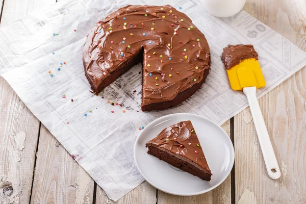 Čokoládový dort s krémem Káva — Stock fotografie