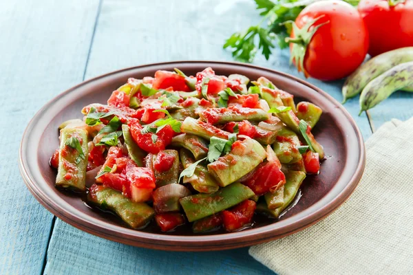 Judías verdes con tomates lobio —  Fotos de Stock