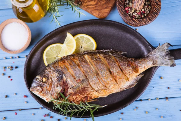 Balık dorado ahşap arka plan üzerinde