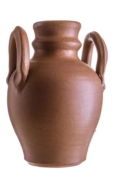 Clay pot, amphora, handmade isolate on a white background — Stock Photo, Image