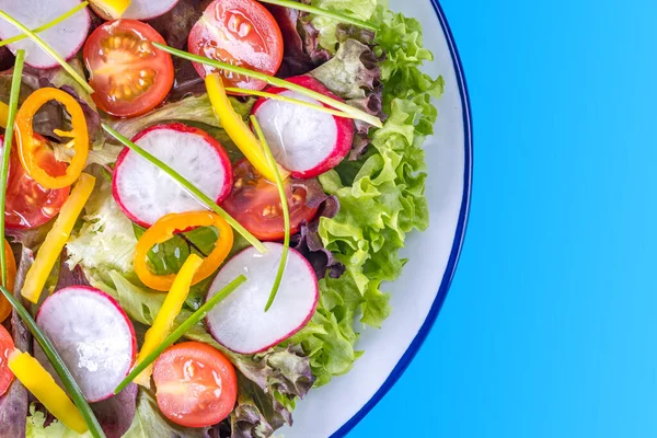 Grön sallad av salladsblad, paprika, tomater — Stockfoto