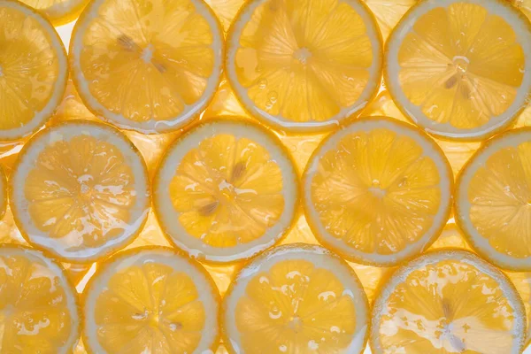Fette Limone Fresco Giallo Sott Acqua Come Sfondo Strutturato — Foto Stock