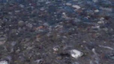 Baltık Denizi 'nin kayalık kıyıları ve dalgalar taşlara vurur..