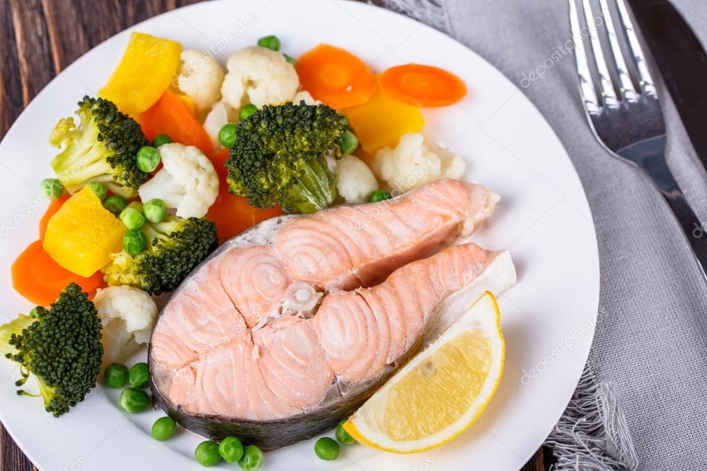 Steamed salmon
