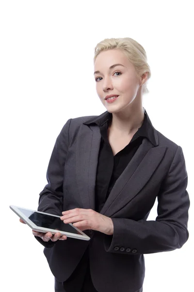 Mulher de negócios com computador tablet — Fotografia de Stock