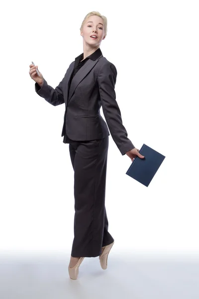 Bailarina de negocios con libro — Foto de Stock