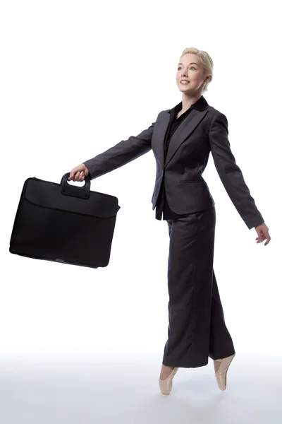 Business ballerina with briefcase — Stock Photo, Image