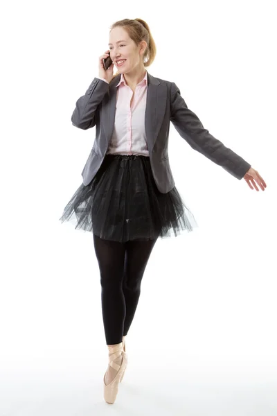 Business ballerina with mobile — Stock Photo, Image