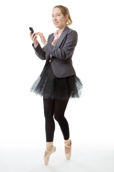 Business ballerina med telefon — Stockfoto