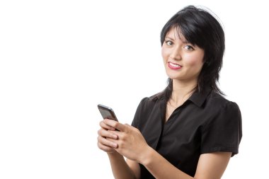 Telefon kullanan bir iş kadını