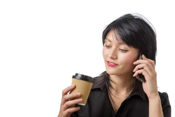 Business woman with drink — Stock Photo, Image