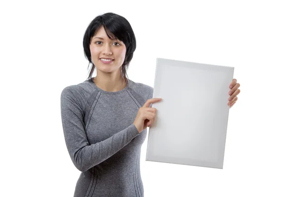 Model with blank sign — Stock Photo, Image