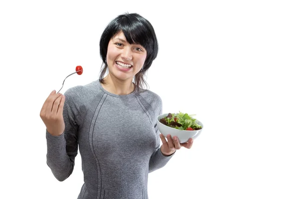 Eating healthy salad — Stock Photo, Image