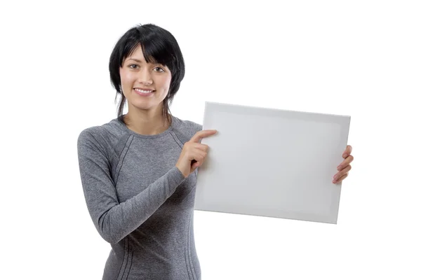 Model with blank sign — Stock Photo, Image