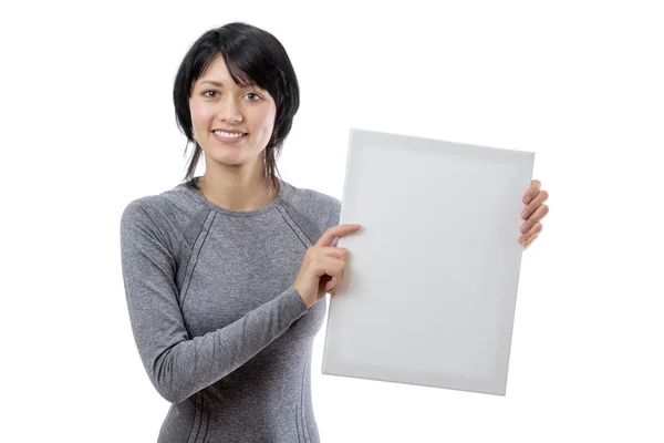 Model with blank sign — Stock Photo, Image