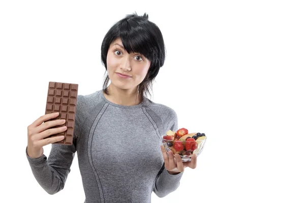 Schokolade oder Obstsalat — Stockfoto