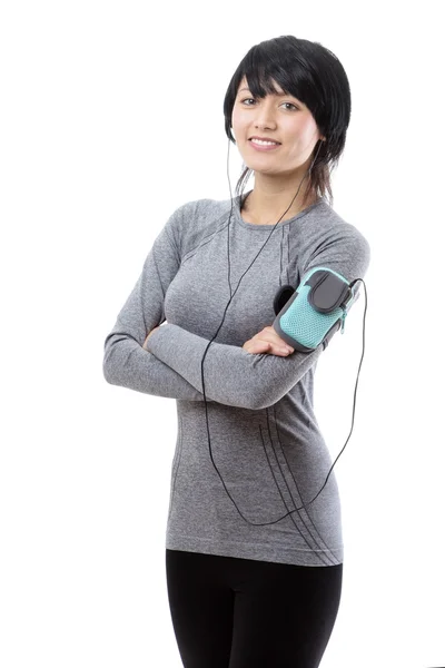 Modelo de fitness escuchando música — Foto de Stock