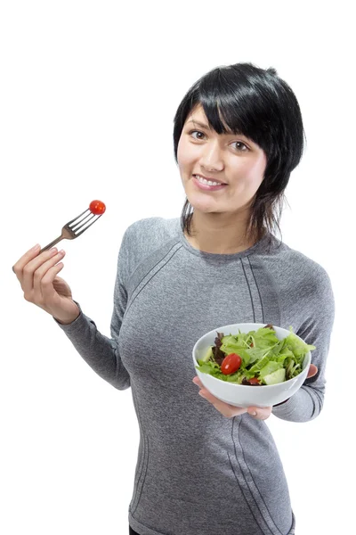 Eating healthy salad — Stock Photo, Image