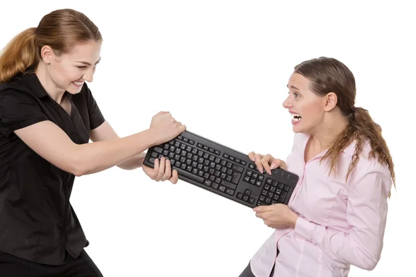 Meninas teclado luta — Fotografia de Stock