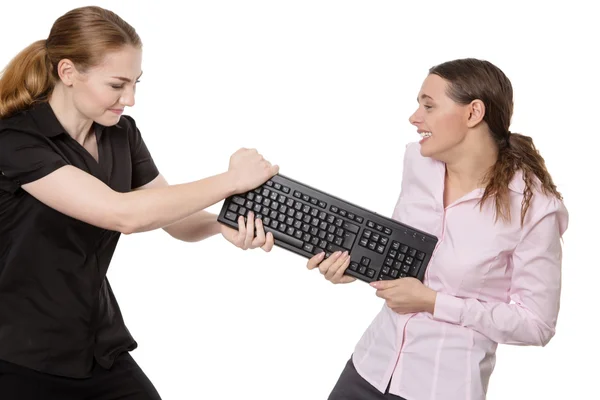 Dívky klávesnice boj — Stock fotografie