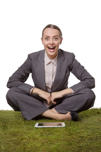 Frau feiert Erfolg — Stockfoto