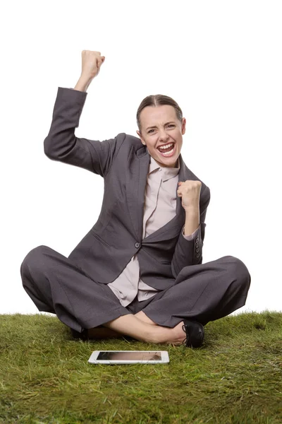 Mujer celebrando el éxito — Foto de Stock