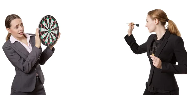 Business woman target practice — Stock Photo, Image