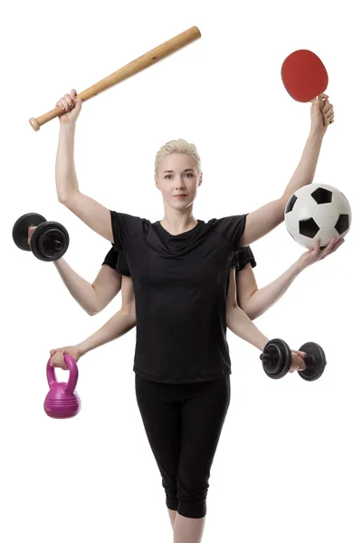 Multitasking sport vrouw — Stockfoto