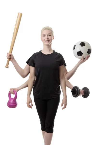 Multitasking sport donna — Foto Stock