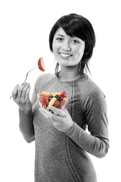 Modelo de aptidão com salada de fruto — Fotografia de Stock