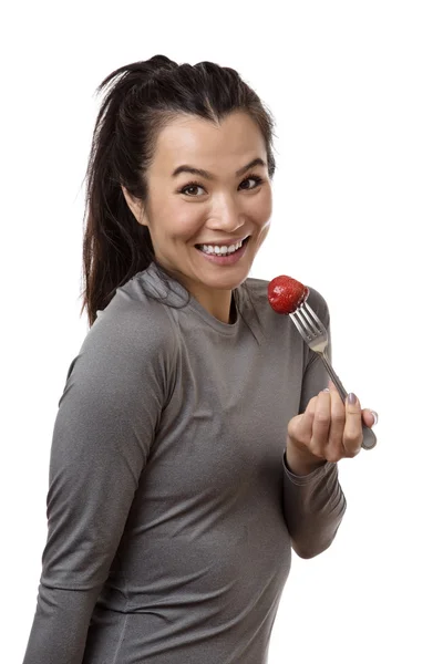 Mulher comendo saudável — Fotografia de Stock