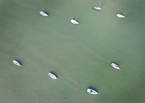 Vogelperspektive Auf Viele Boote Meer Wie Kleine Spielzeuge — Stockfoto