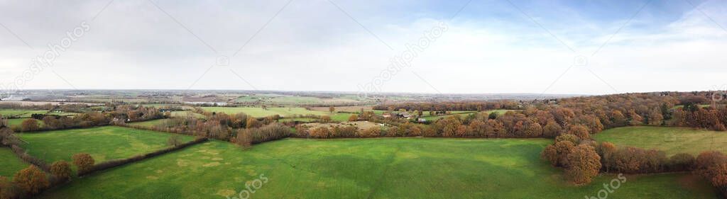 panoramic view of the essex countryside of little baddow in essex england 