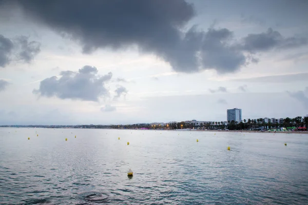 Pláž Přední Obraz Salou Španělsku Soumraku — Stock fotografie